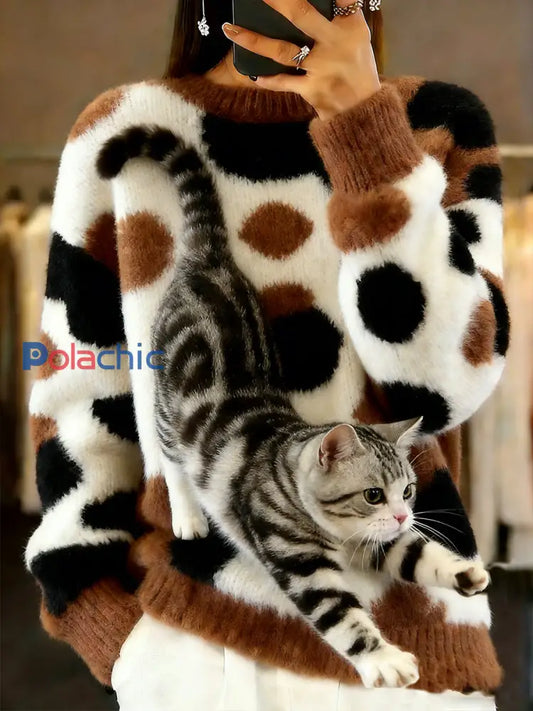 Pull décontracté à imprimé animal vintage pour femmes A / S