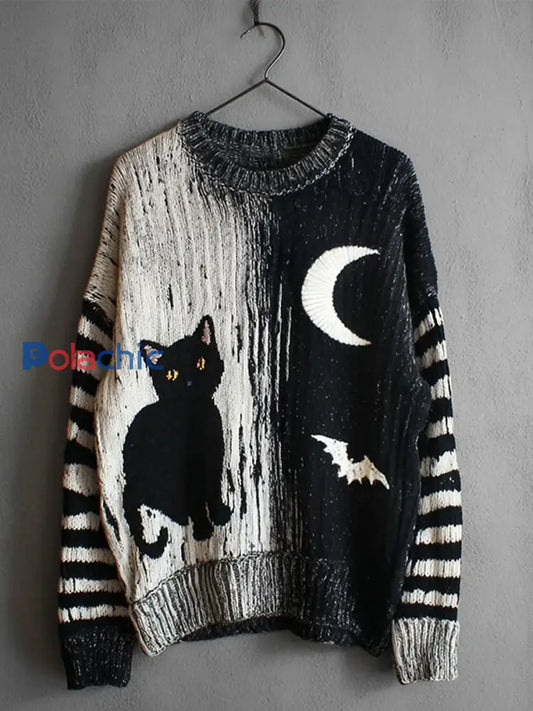 Pull décontracté à imprimé chat vintage pour femmes A / S