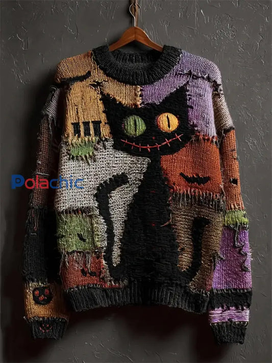 Pull décontracté à imprimé chat vintage pour femmes A / S