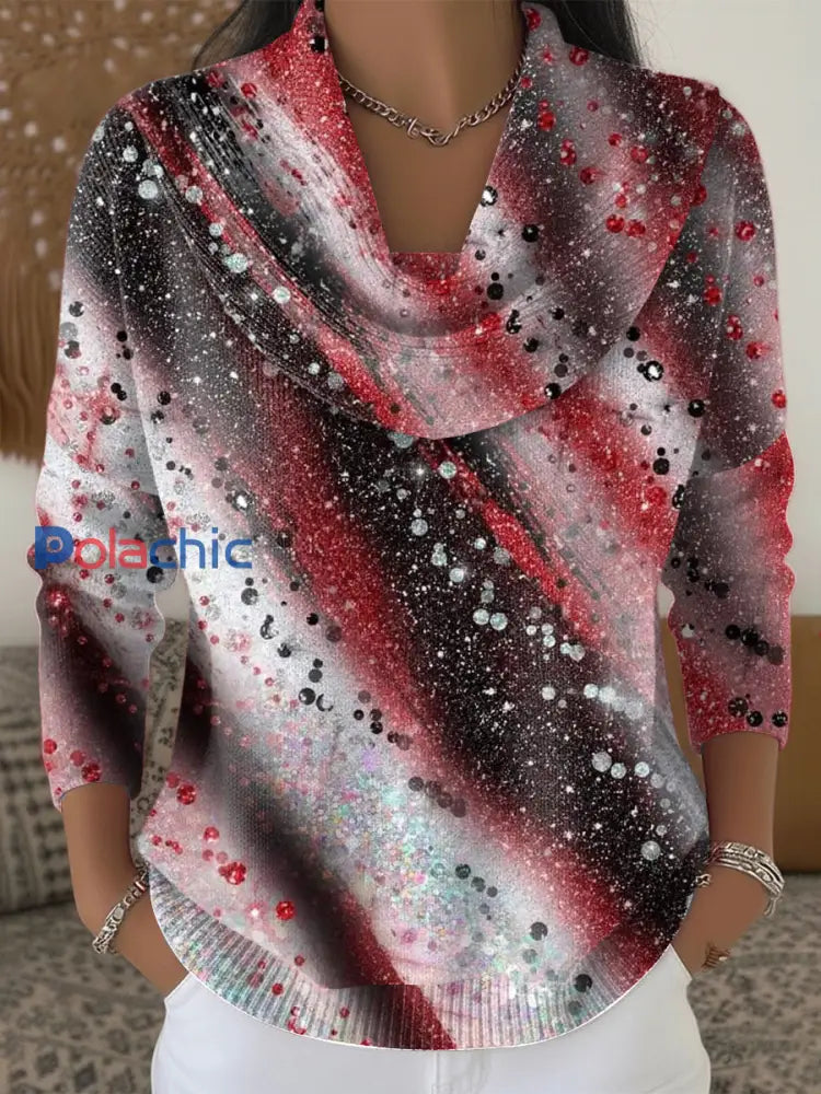 Pull décontracté à rayures diagonales de Noël pour femmes Multicolore / S