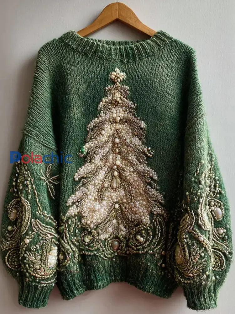 Pull décontracté confortable imprimé Art de Noël vintage pour femme A / S