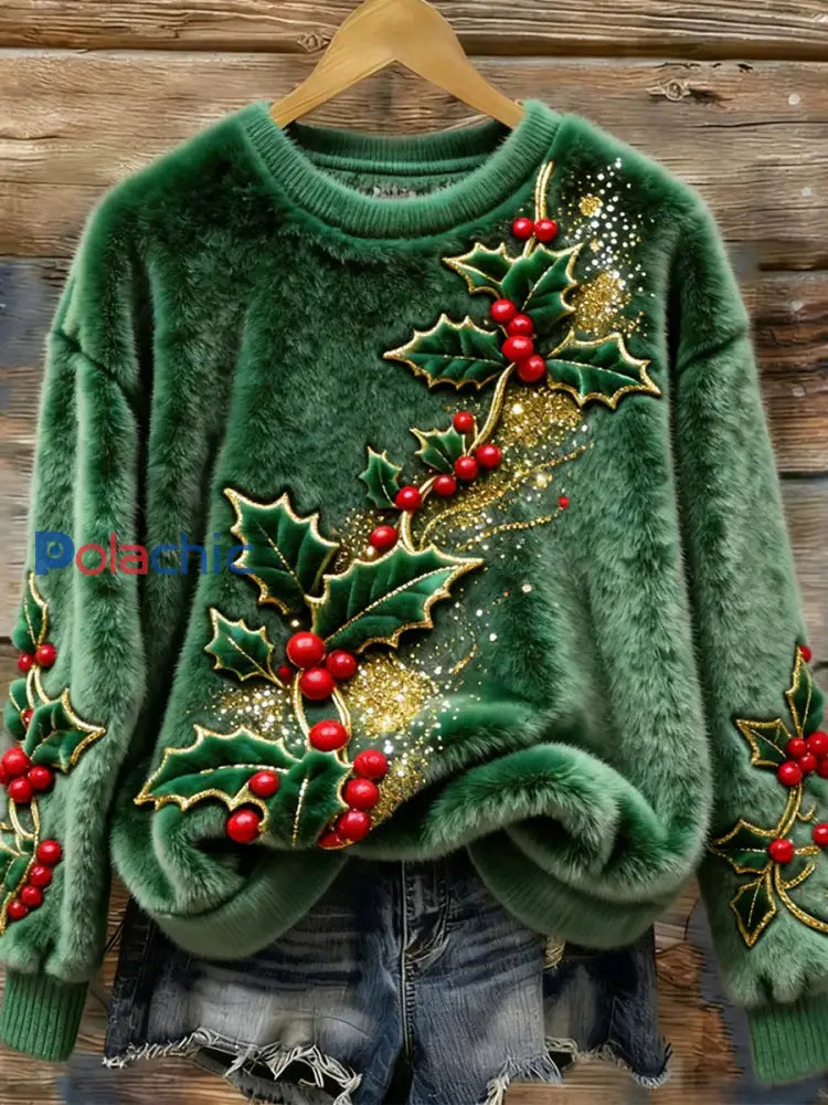 Pull décontracté confortable imprimé Art de Noël vintage pour femme A / S