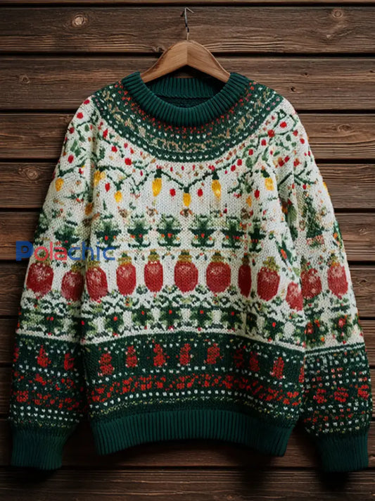 Pull décontracté confortable imprimé Art de Noël vintage pour femme A / S