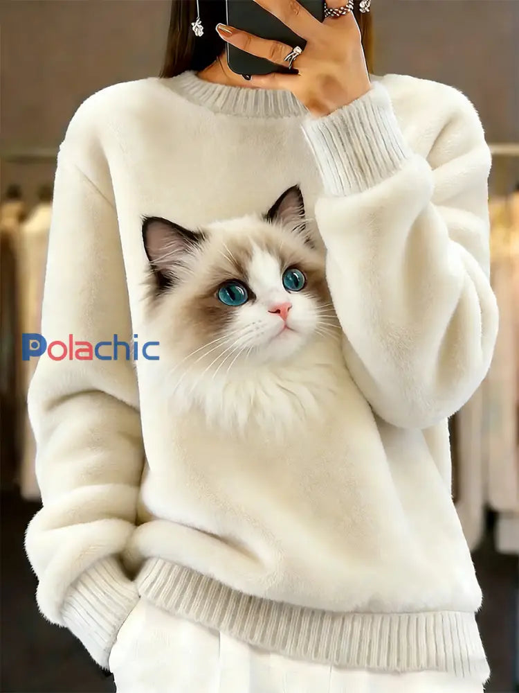 Pull décontracté et confortable pour femmes imprimé animalier vintage A / S