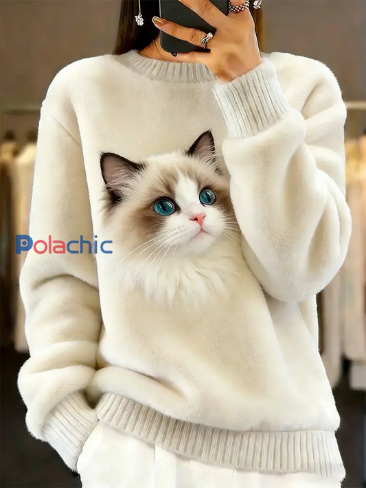 Pull décontracté et confortable pour femmes imprimé animalier vintage A / S