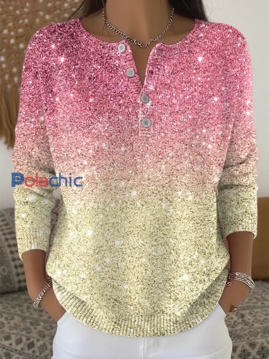 Pull Décontracté Noël Rose Dégradé Femme Multicolore / S