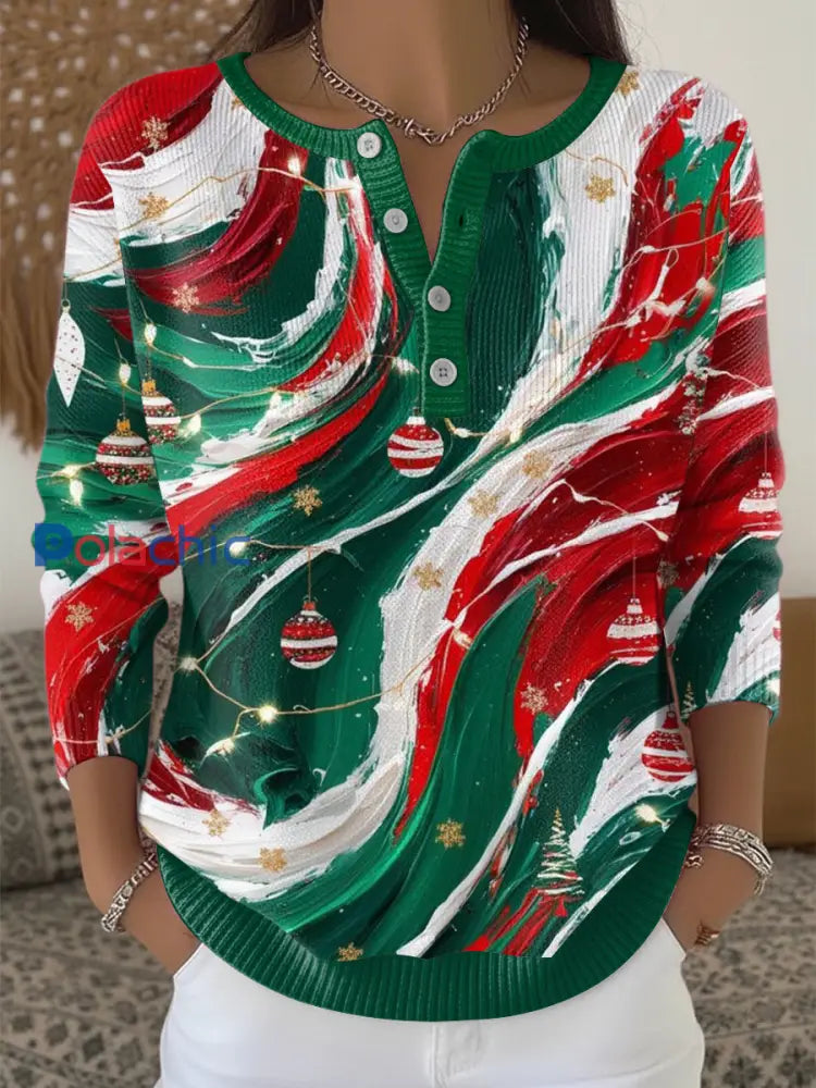 Pull décontracté pour femme sur le thème de Noël Multicolore / S