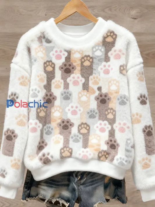 Pull en flanelle à imprimé animal mignon pour femmes comme image / S