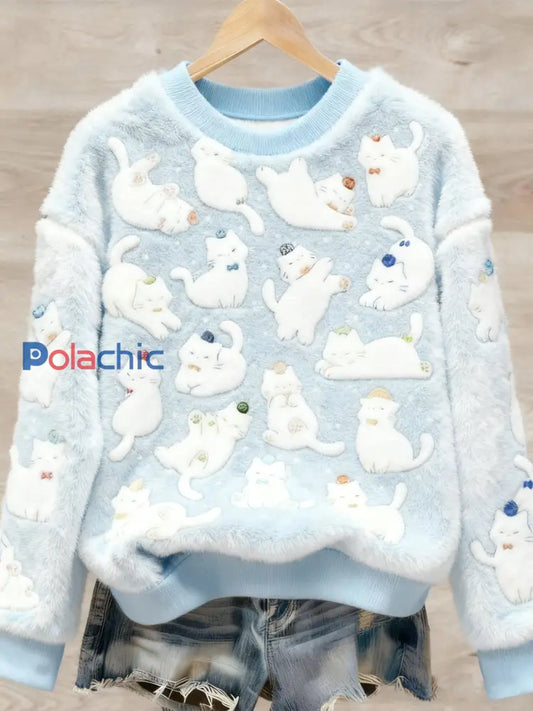Pull en flanelle à imprimé animal mignon pour femmes comme image / S