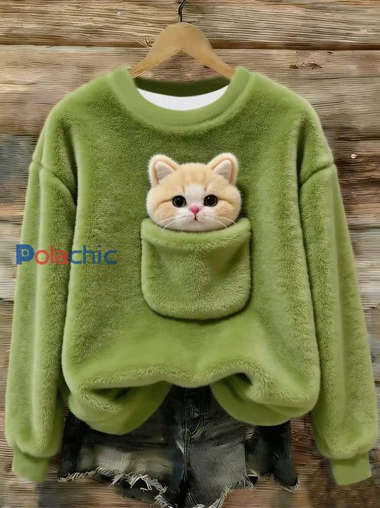 Pull en flanelle à imprimé animal mignon pour femmes comme image / S