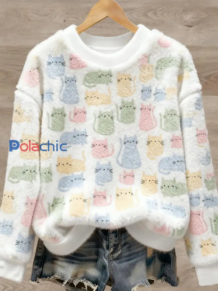 Pull en flanelle à imprimé animal mignon pour femmes comme image / S