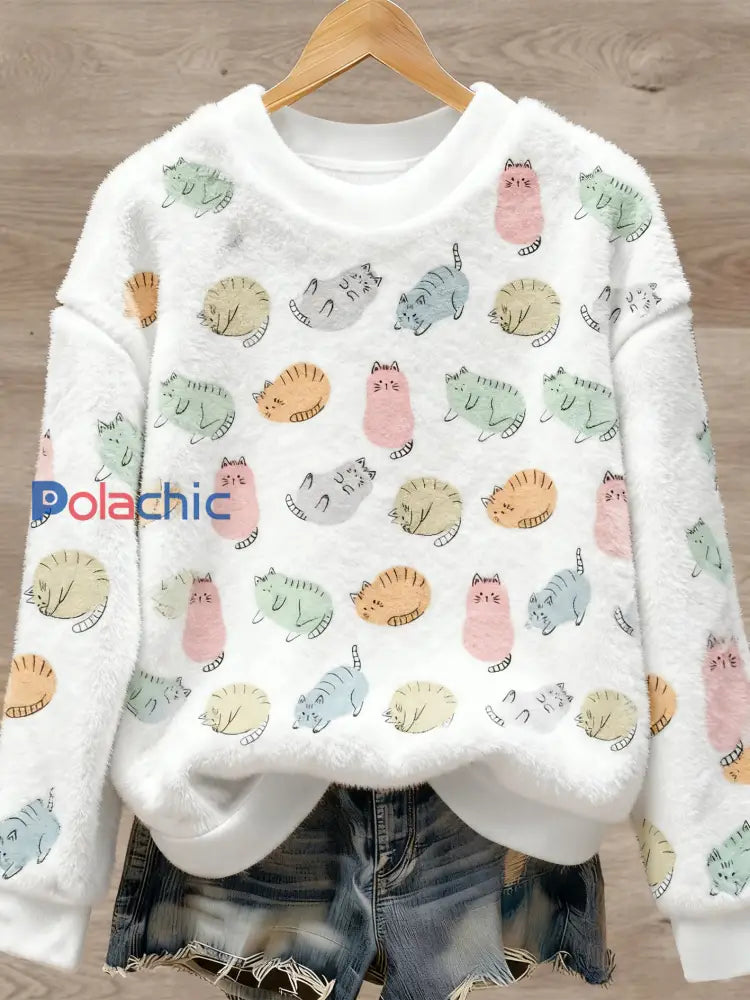 Pull en flanelle à imprimé animal mignon pour femmes comme image / S