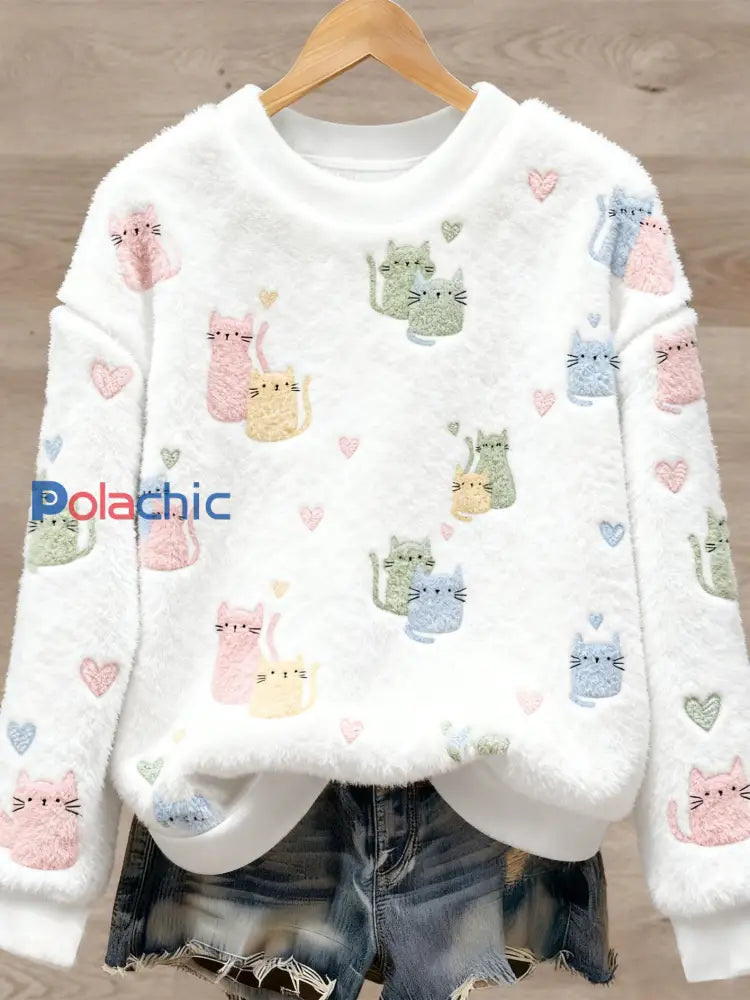 Pull en flanelle à imprimé animal mignon pour femmes comme image / S
