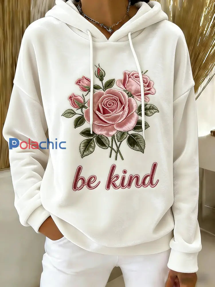 Pull en flanelle décontracté Be Kind Print Femme comme image / S