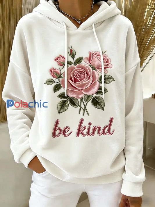 Pull en flanelle décontracté Be Kind Print Femme comme image / S