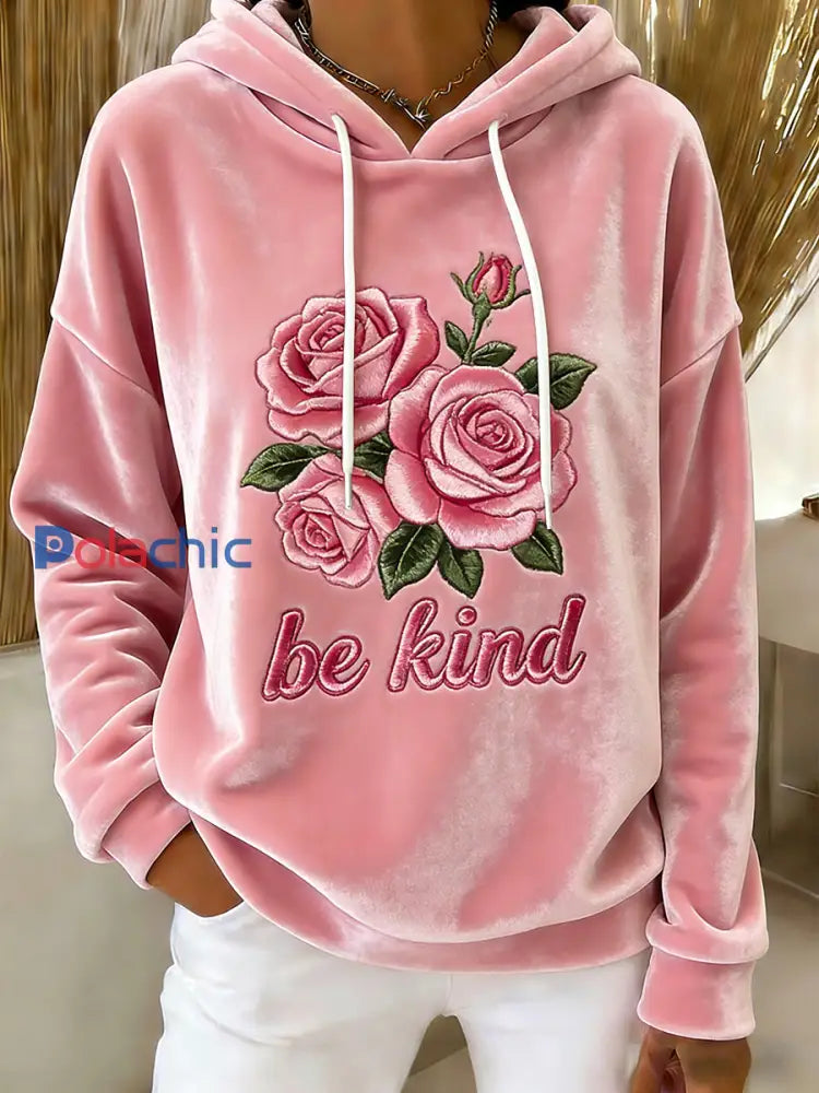 Pull en flanelle décontracté Be Kind Print Femme comme image / S