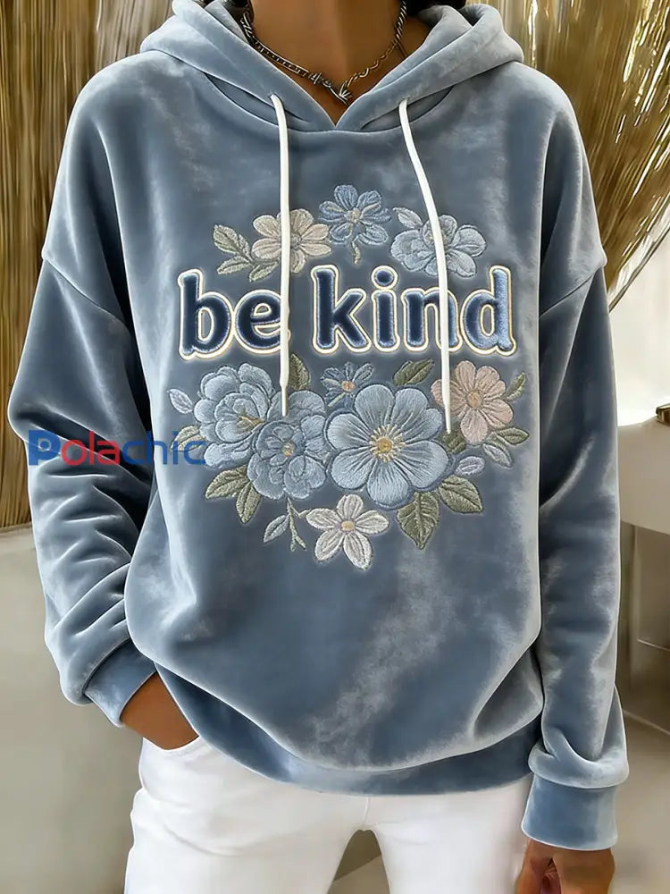 Pull en flanelle décontracté Be Kind Print Femme comme image / S