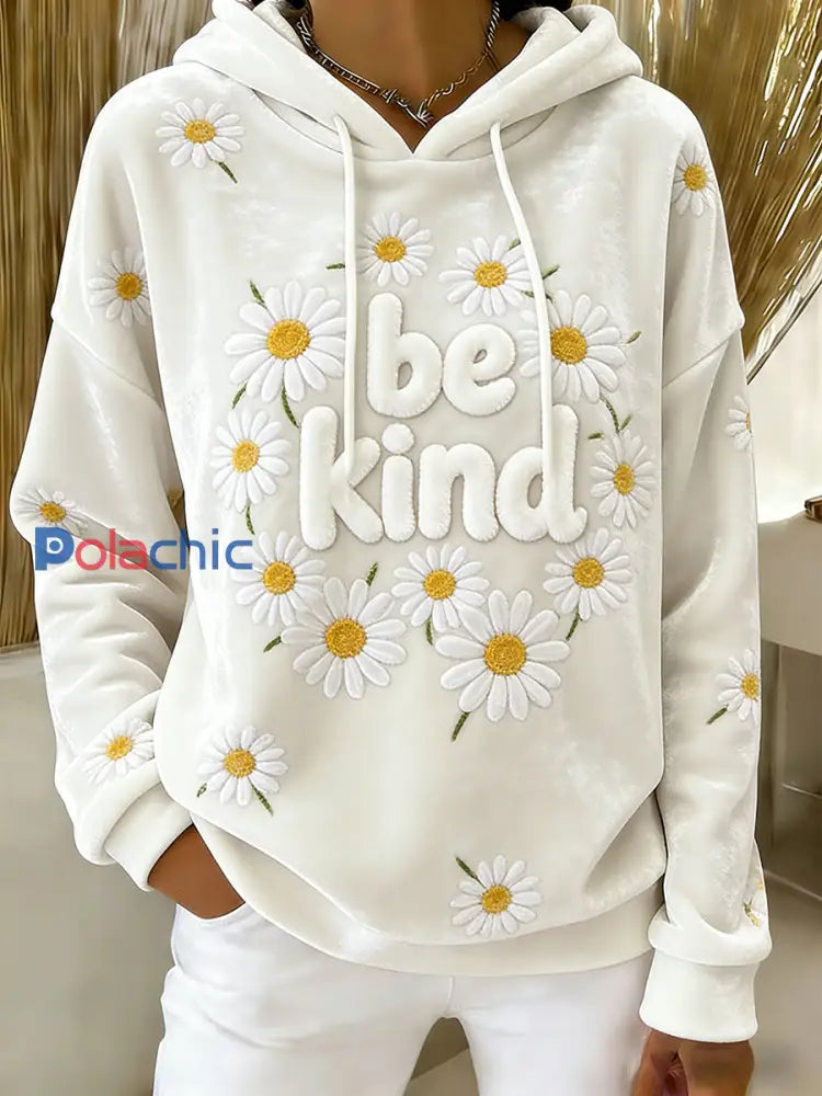 Pull en flanelle décontracté Be Kind Print Femme comme image / S