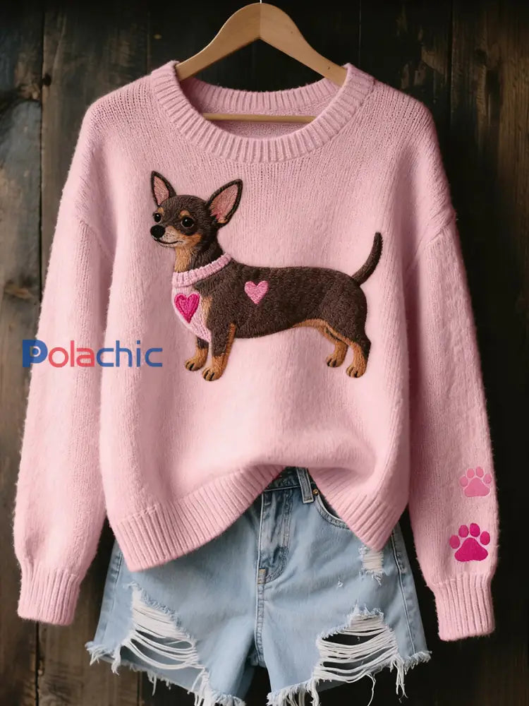 Pull en tricot confortable à imprimé animal vintage pour femme A / S