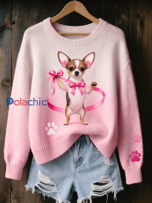 Pull en tricot confortable à imprimé animal vintage pour femme A / S