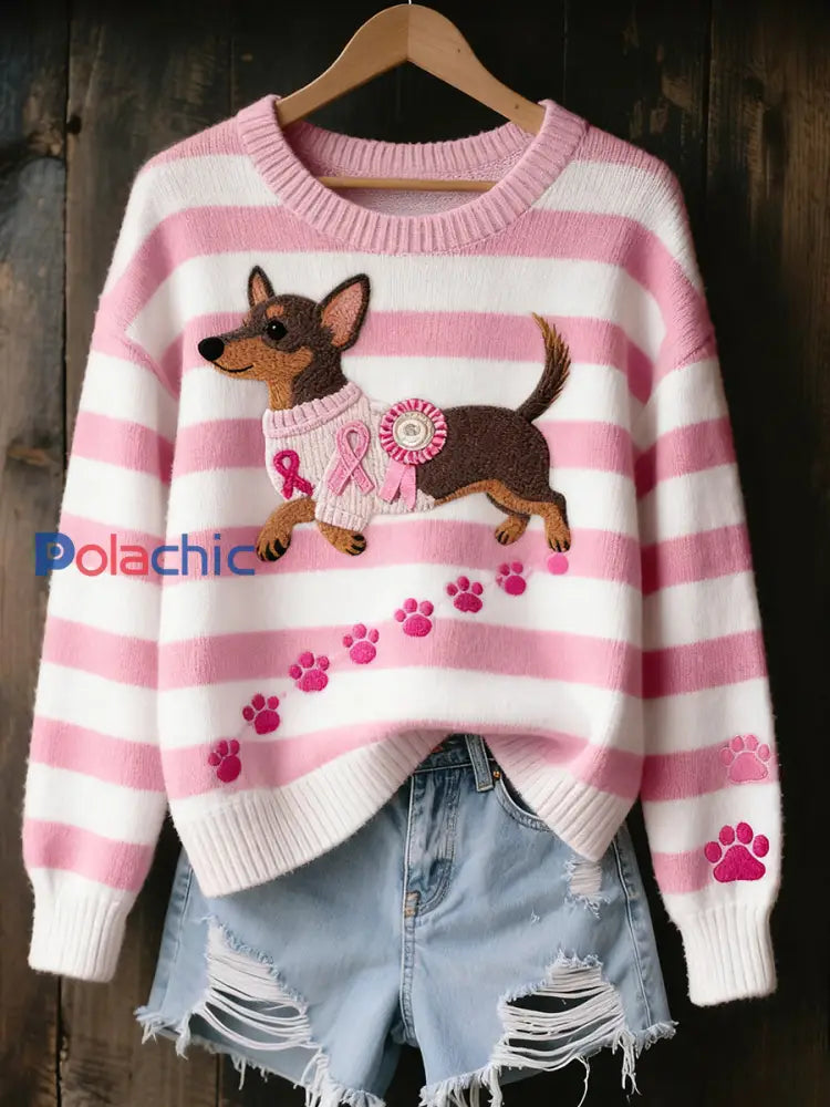 Pull en tricot confortable à imprimé animal vintage pour femme A / S