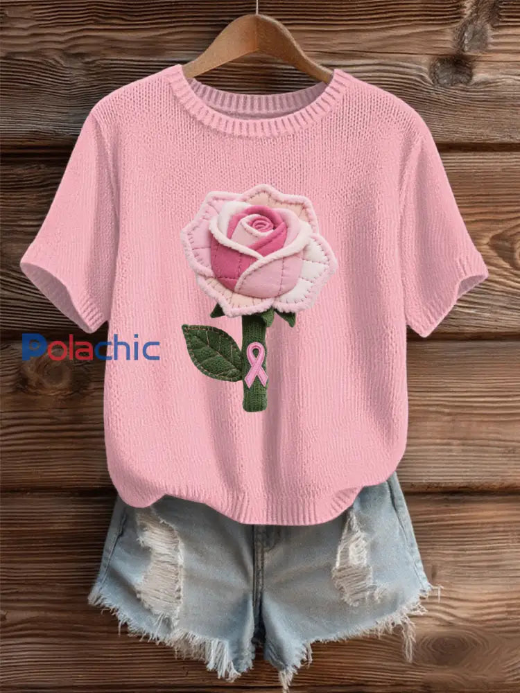 Pull en tricot confortable à motif floral en feutre de laine pour femmes comme image / S