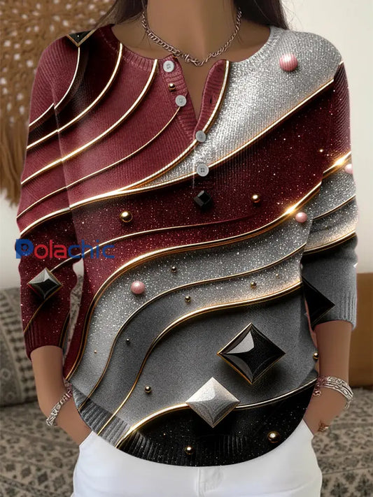 Pull Femme De Noël Imprimé Diamant Patchwork Vin Rouge / S