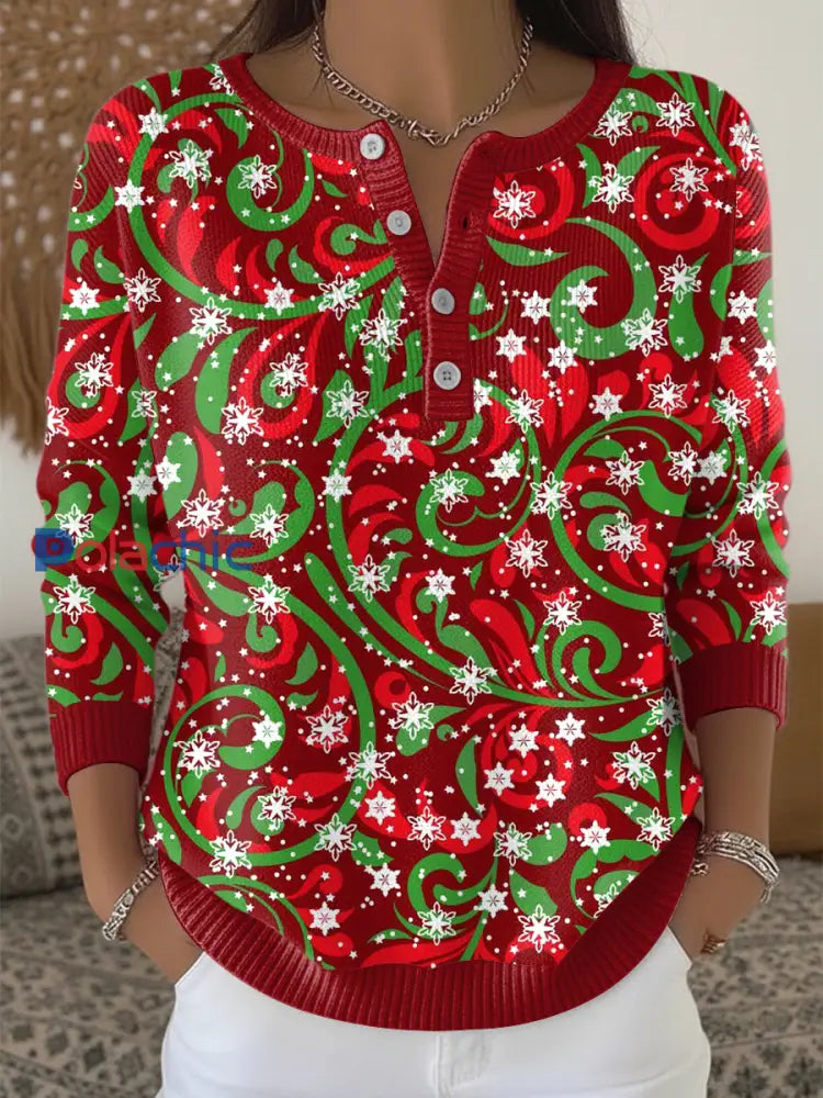 Pull Femme Imprimé Flocon De Neige De Noël Multicolore / S