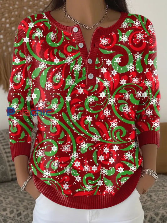 Pull Femme Imprimé Flocon De Neige De Noël Multicolore / S