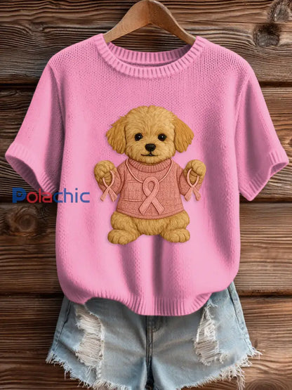 Pull Femme Rose Imprimé Sensibilisation Au Cancer Du Sein rose rouge / S