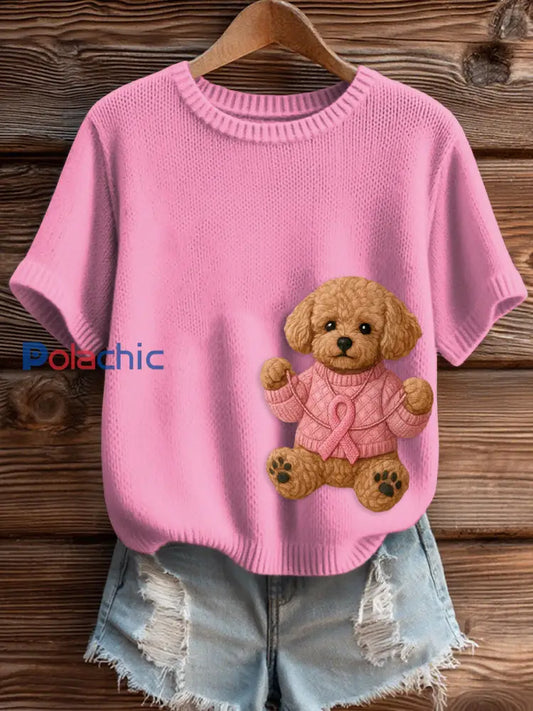 Pull Femme Rose Imprimé Sensibilisation Au Cancer Du Sein Rose Rouge / S