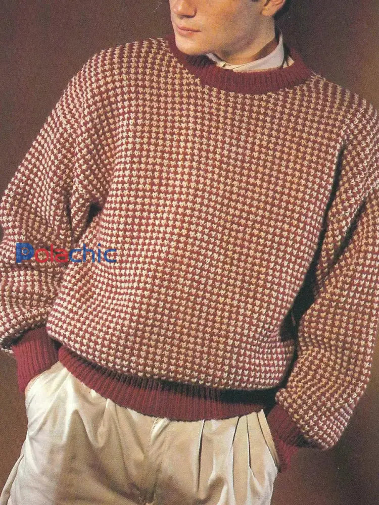 Pull Geometric Art Homme Vin Rouge / S