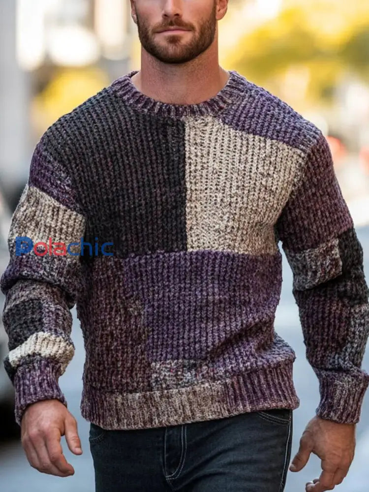 Pull Geometric Art Homme Violet / S
