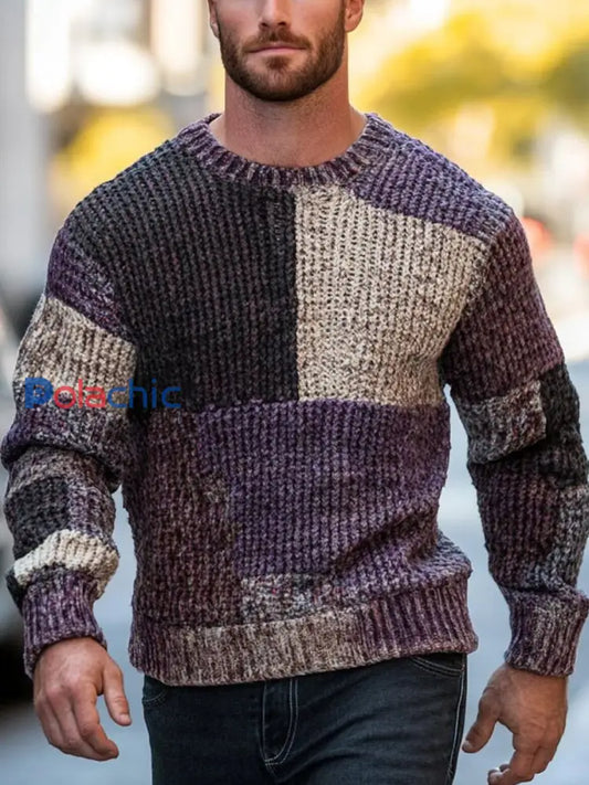 Pull Geometric Art Homme Violet / S