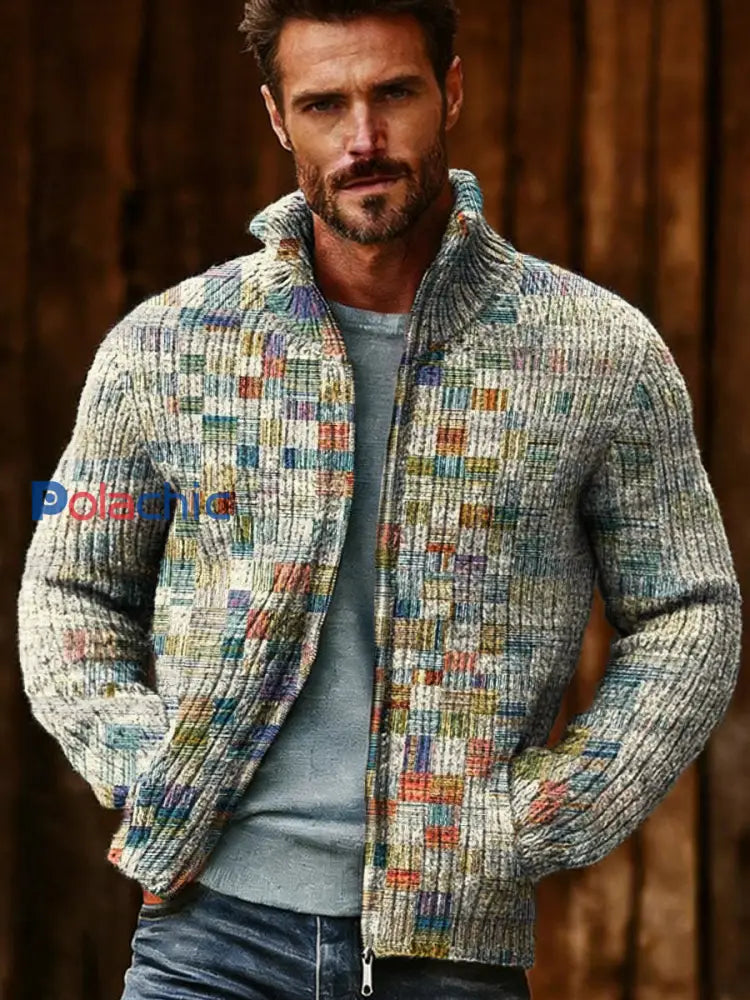 Pull Géométrique Art Zippé Homme comme image / S