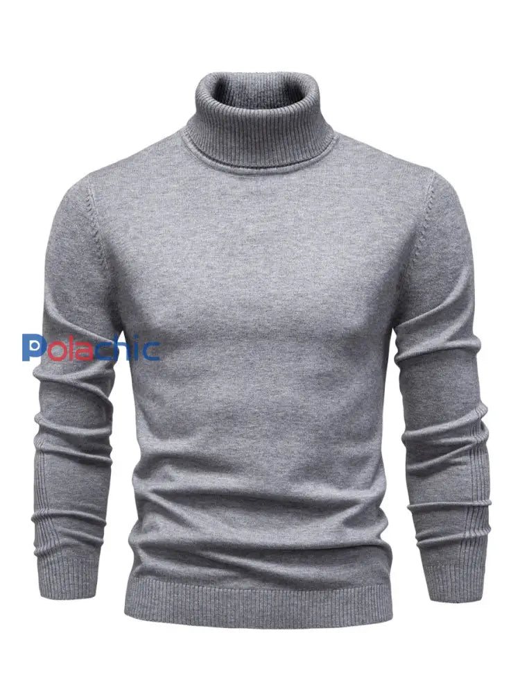 Pull tricoté à col roulé décontracté de couleur unie pour hommes