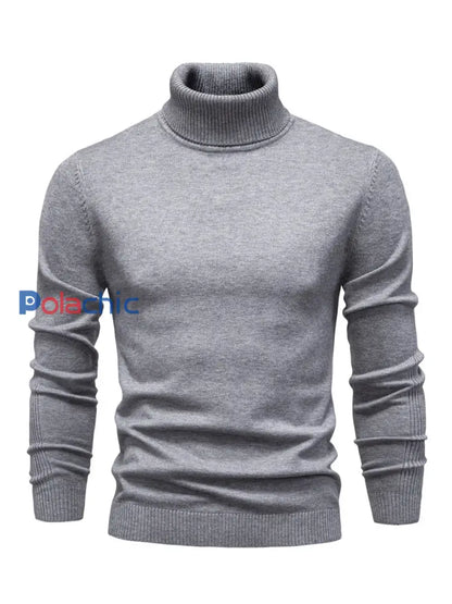 Pull tricoté à col roulé décontracté de couleur unie pour hommes