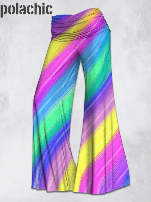 Rainbow Art Imprimé Confortable Haut Stretch Pantalon Évasé A / S