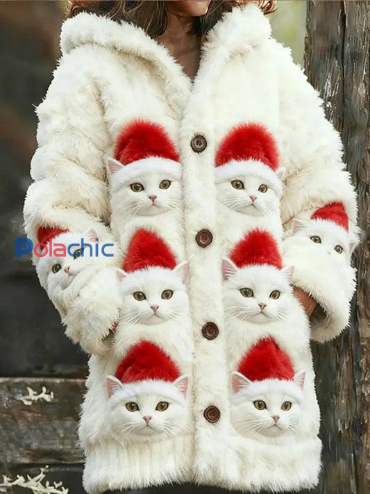 Rétro Animal Art Imprimer confortable Flanelle Cardigan Femme A / S