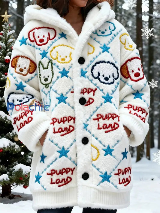 Rétro Animal Art Imprimer confortable Flanelle Cardigan Femme A / S