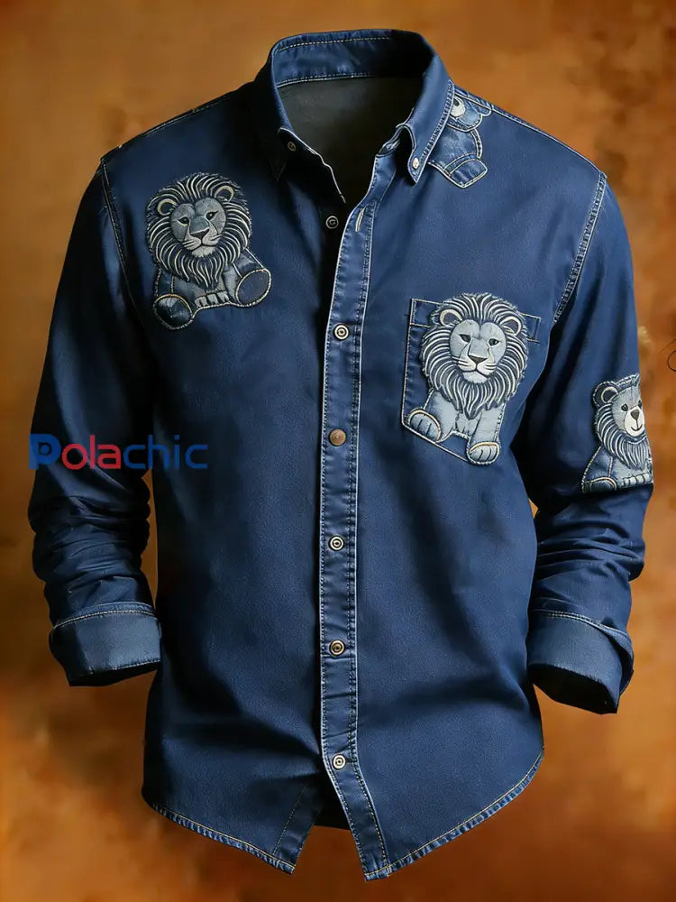 Rétro Art Print Business confortable chemise à manches longues pour hommes A / S