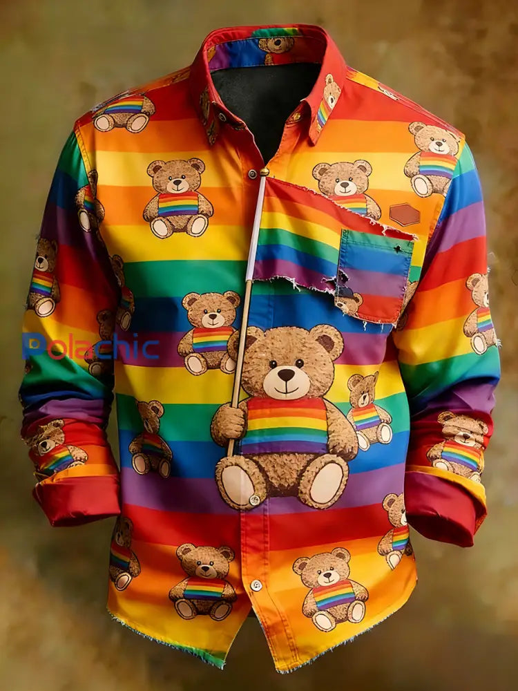 Rétro Art Print Business confortable chemise à manches longues pour hommes A / S