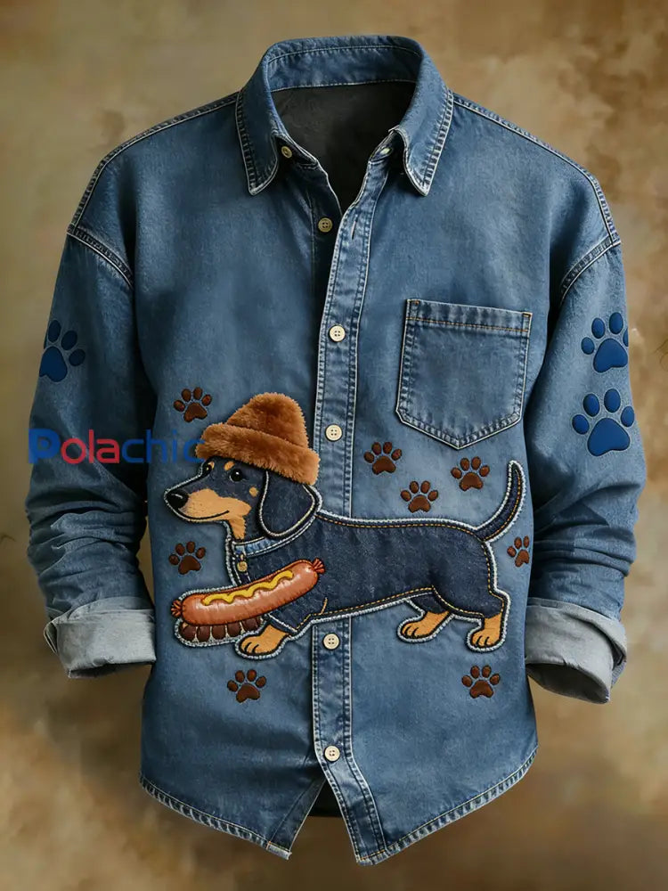 Rétro Art Print Business confortable chemise à manches longues pour hommes A / S
