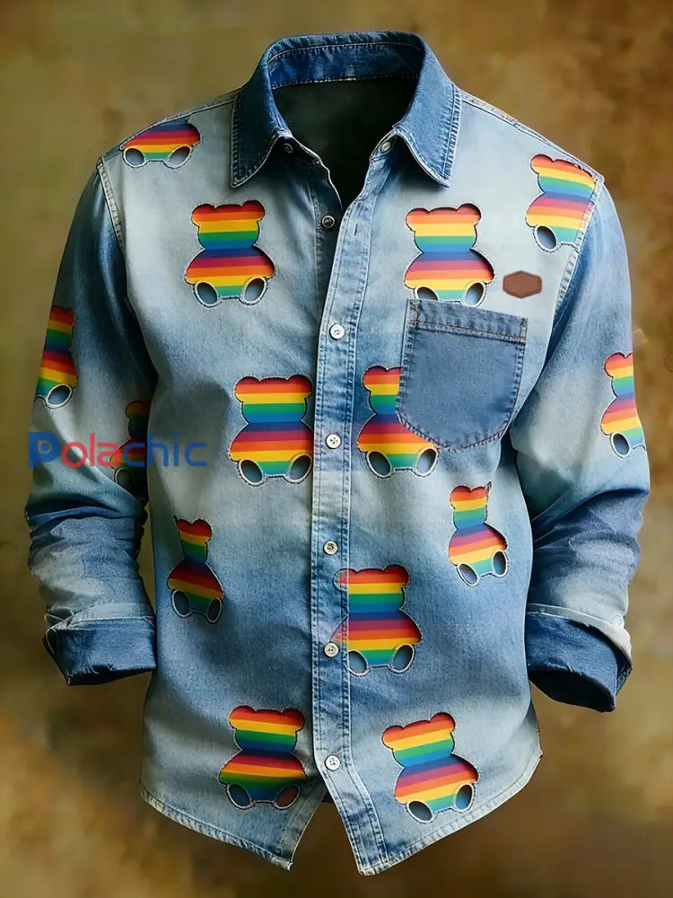 Rétro Art Print Business confortable chemise à manches longues pour hommes A / S