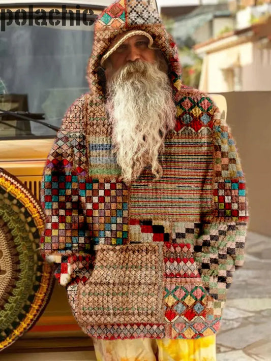 Rétro Boho Imprimé Ras Du Cou En Mélange De Coton Confortable À Manches Longues Sweat Capuche