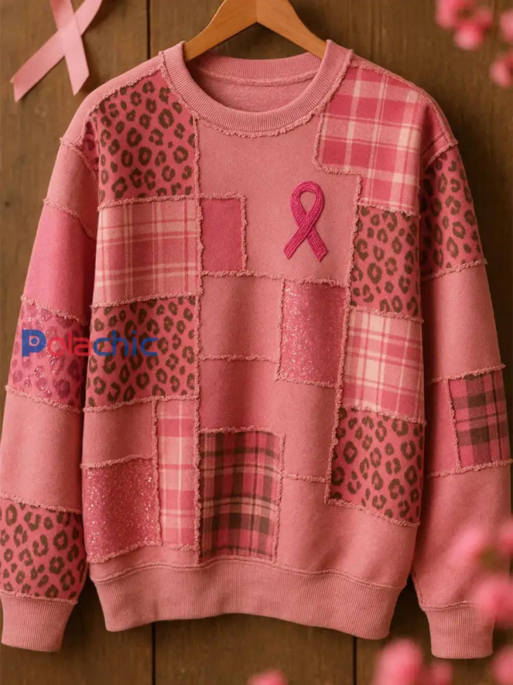 Retro Breast Care Print Comfort Pull décontracté pour femmes A / S