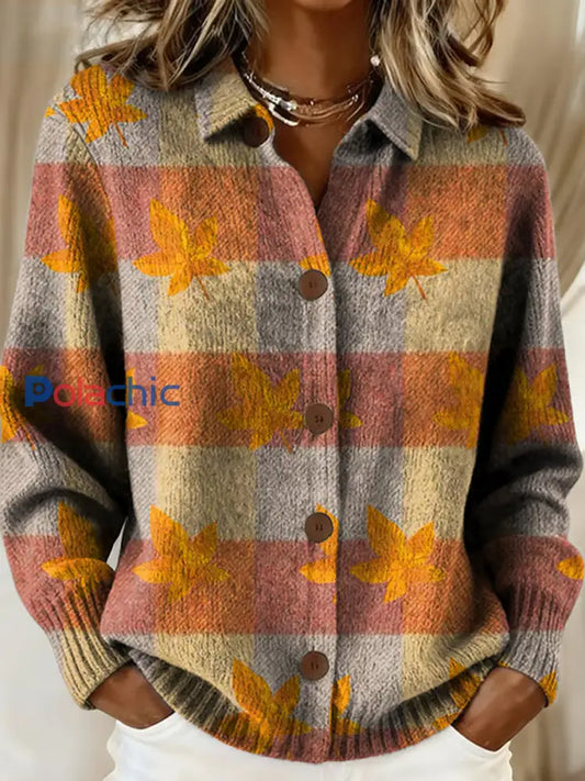 Retro Color Block Stripes Imprimer Cardigan décontracté pour femmes comme image / S