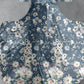 Retro Floral Imprimé V-Cou Vintage Chic Strap Manches Courtes Robe Midi