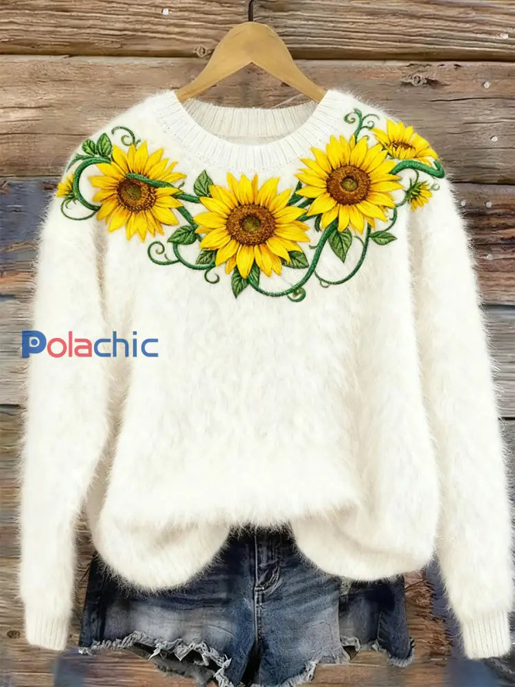Rétro Noël Floral Art Imprimer confortable Flanelle Sweatshirt des femmes A / S