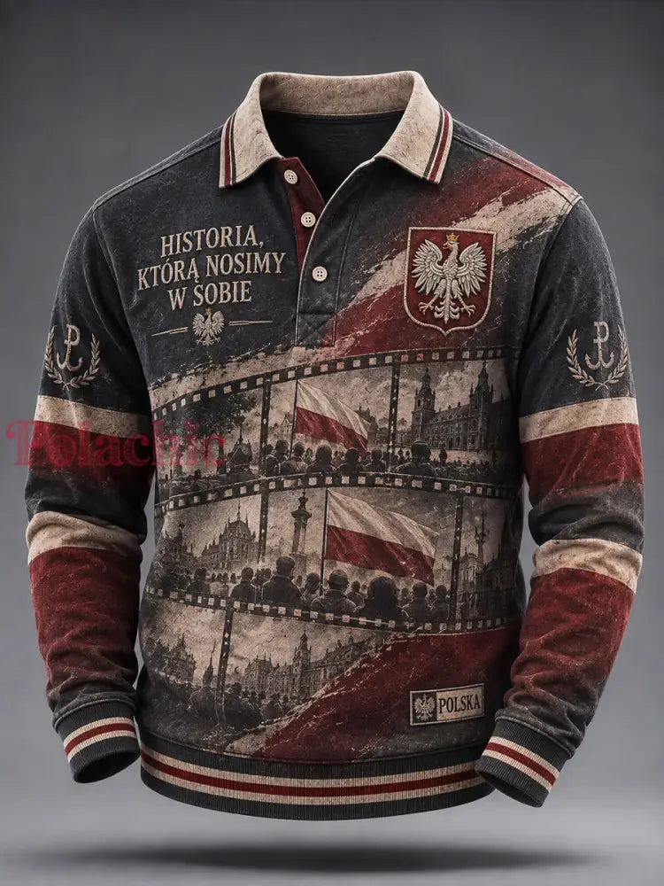 Retro polska patriotyczna pamiątkowa koszulka polo na co dzień - Jak na zdjęciu / S